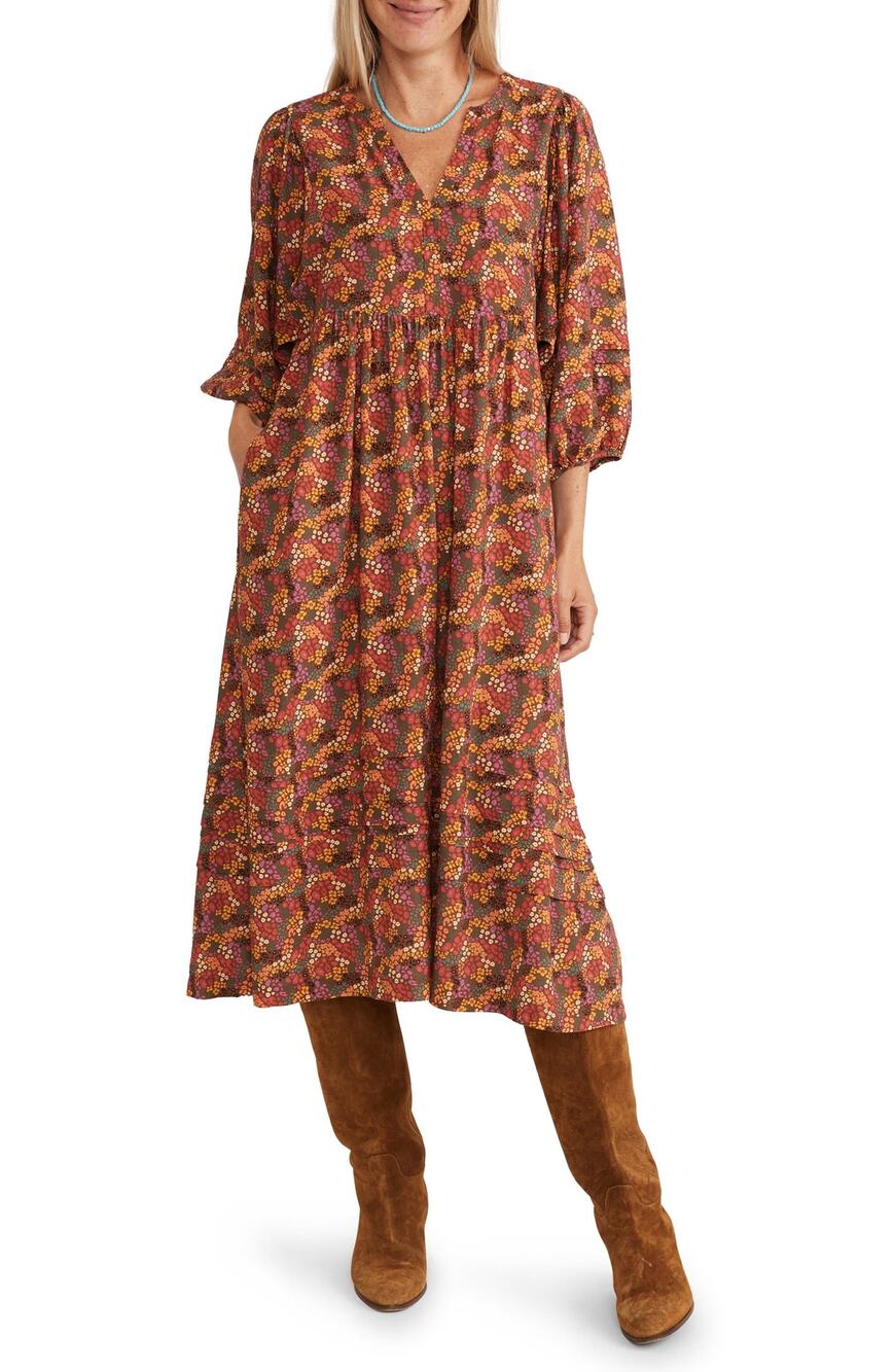 Marine Layer Lola Floral Print Midi Dress Cheetah, XS